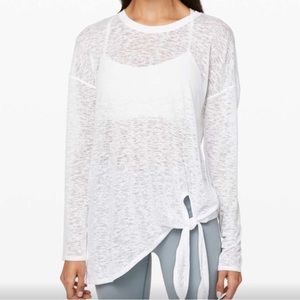 Lululemon Tie Your Practice Tie Front Long Sleeve Burnout White Size 4